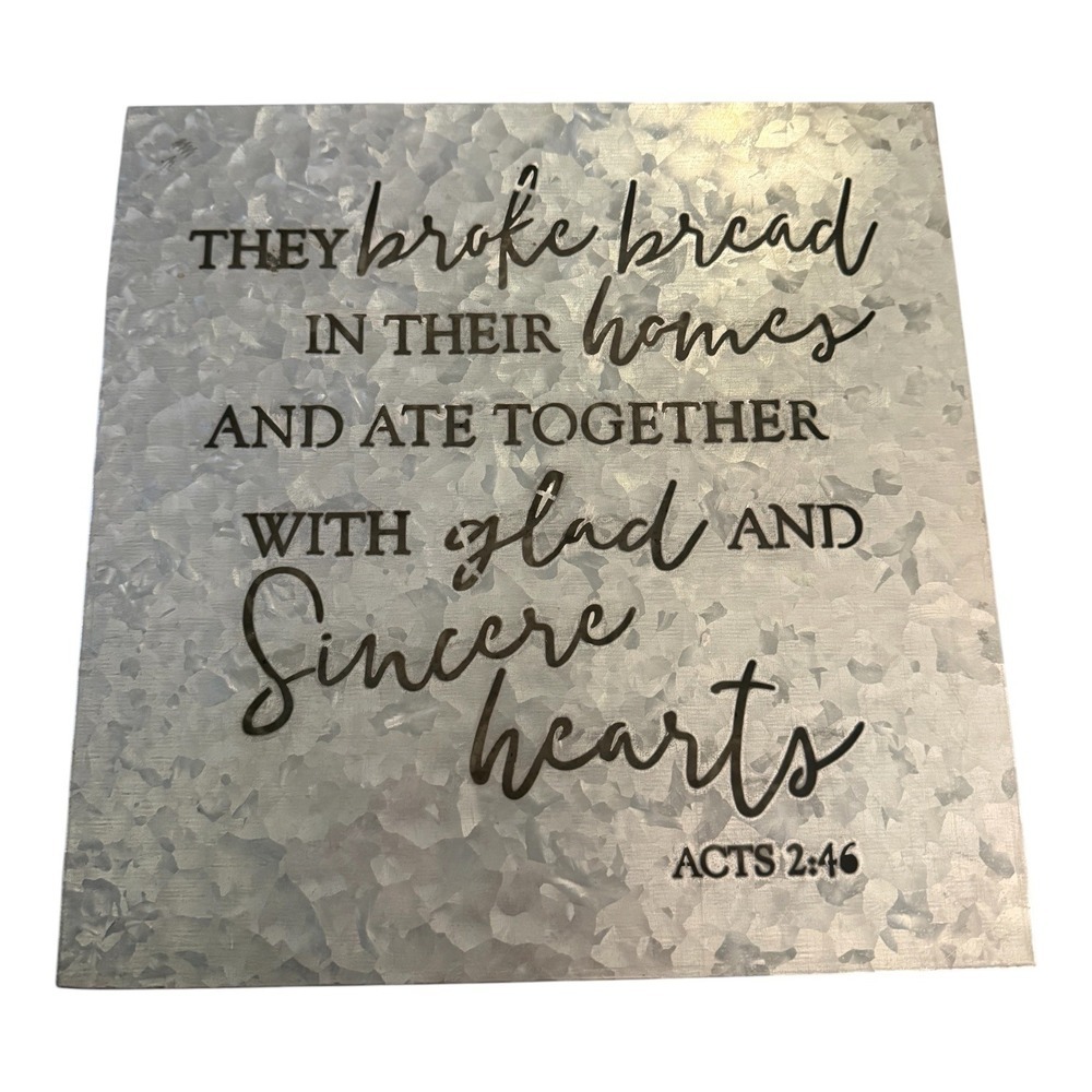 Galvanized Metal Acts 2:46 Wall Sign Farmhouse Christian Kitchen Decor 12x12